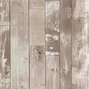 Heim Taupe Distressed Wood Panel Vinyl Peelable Wallpaper (Covers 56.4 sq. ft.)