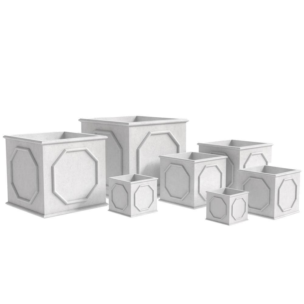 Sprout 7-Piece Fiber Stone and MGO Clay Planter Set, Modern Square Planter Pot for Indoor and Outdoor (White) price history on PriceWatchPro