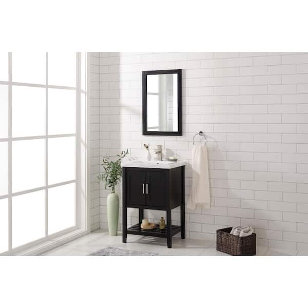 24 in. W x 18.5 in. D Vanity in White with Ceramic Vanity Top in White with White Basin