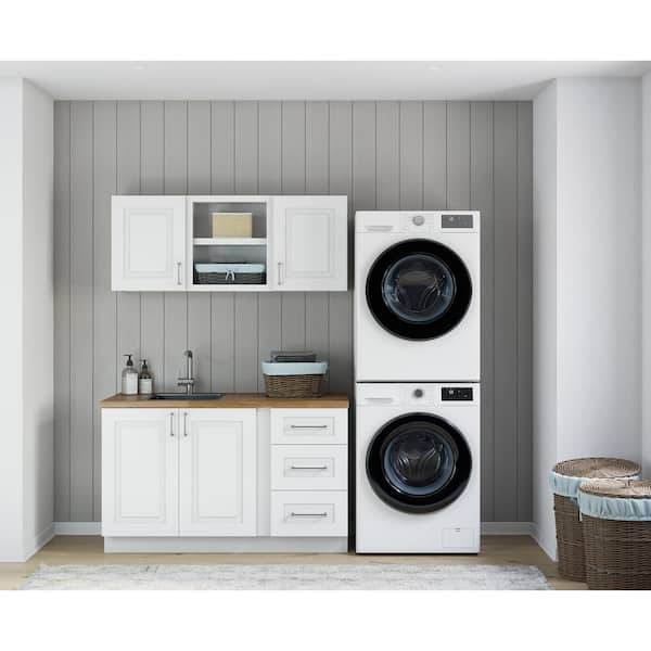 Greenwich Verona White Plywood Shaker Stock Ready to Assemble Kitchen-Laundry Cabinet Kit 24 in. W. x 77 in. x 60 in.