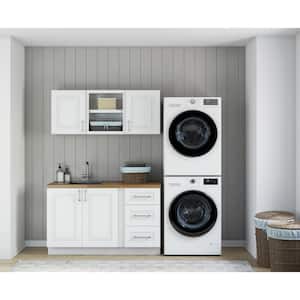 Greenwich Verona White Plywood Shaker Stock Ready to Assemble Kitchen-Laundry Cabinet Kit 24 in. W. x 77 in. x 60 in.