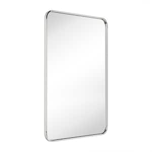 24 in. W x 40 in. H Rounded Rectangle Stainless Steel Anti-Rust Tube Metal Frame Bathroom Wall Mirror in Chrome