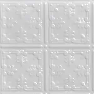 Take Home Sample - Florentine White 1 ft. x 1 ft. Decorative Tin Style Lay-in Ceiling Tile (1 sq. ft./case)