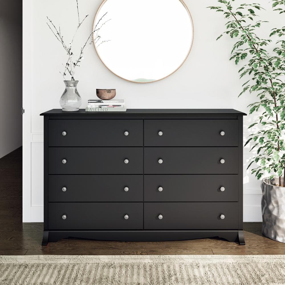 Modern Sonoma 8-Drawer Black Dresser with Sleek Laminate Finish