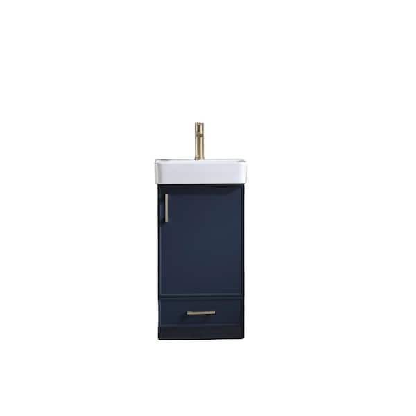 18 in. W x 10 in. D x 30 in. H Modern Blue Bathroom Vanity with Single White Ceramic Sink Top