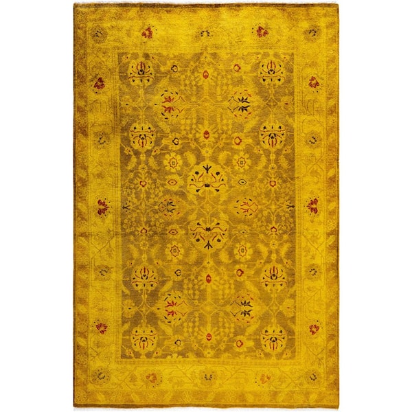 Overdyed Gold 4 x 6 Solid Wool Indoor Area Rug