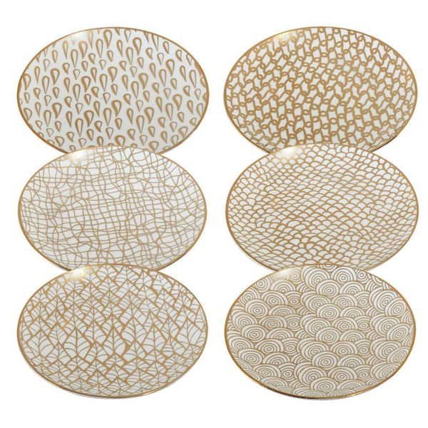 Mosaic Gold Plated Canape Plates (Set of 6)