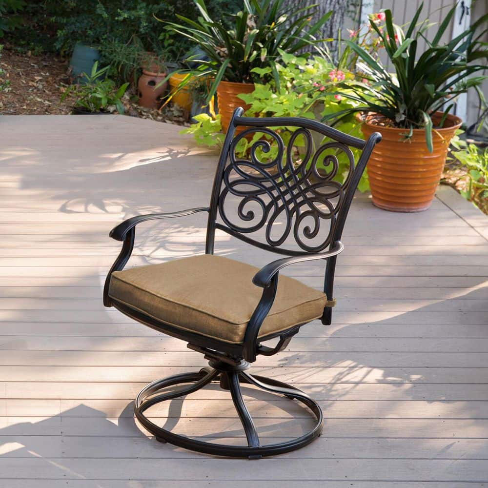 Traditions 5-Piece Tan Aluminum Patio Dining Set with Cushions
