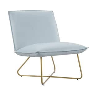 Lauralee Blue Pillow Style Accent Chair with Gold Powder Metal Legs