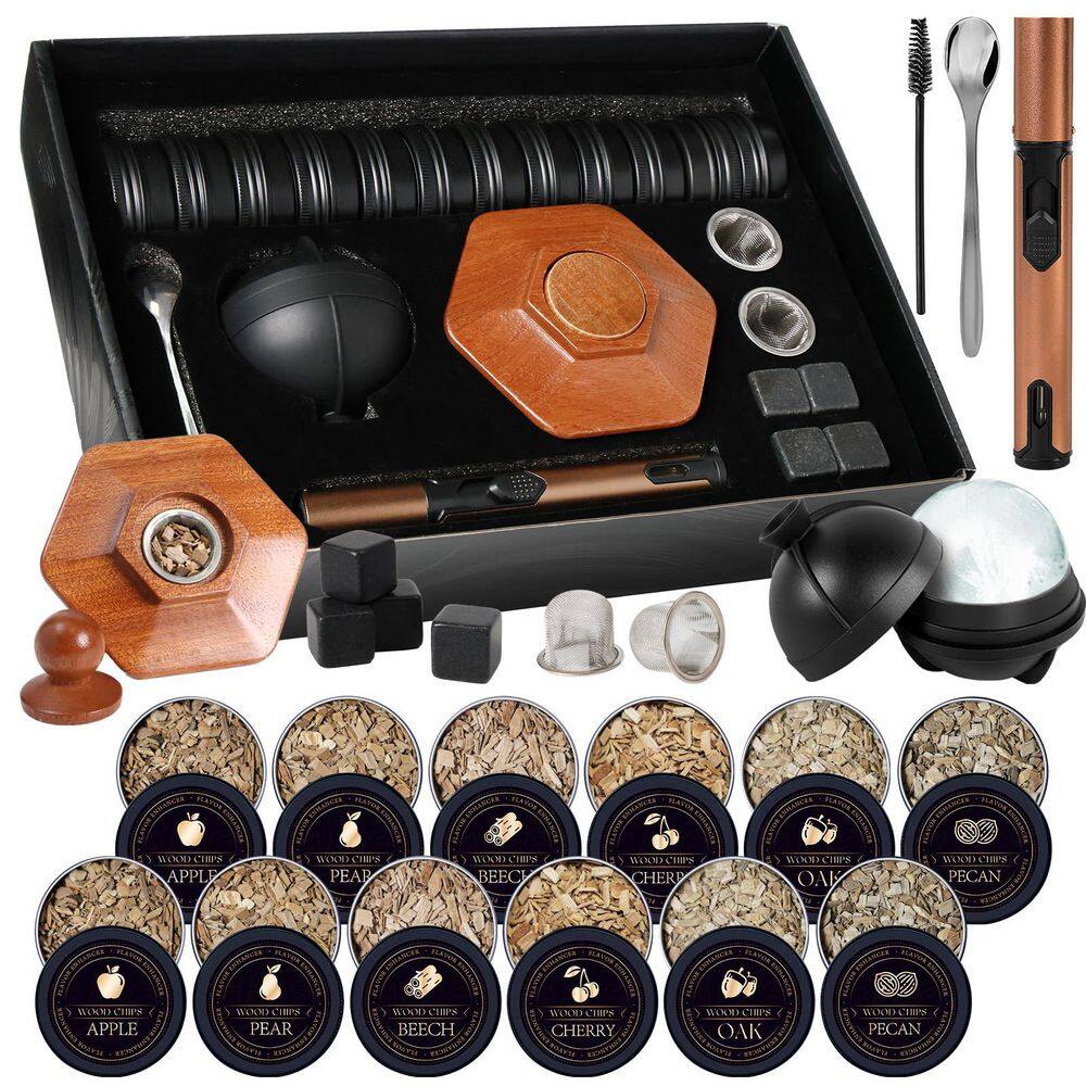 Natural Wood Whiskey Smoker Kit, Cocktail Infuser with Built-in Lighter for Home Bar Drinks price history on PriceWatchPro