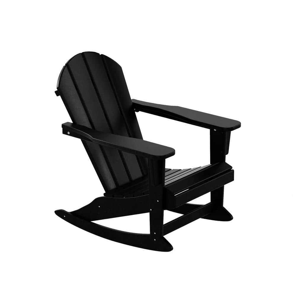 Classic Black Recycled Poly Adirondack Rocking Chair