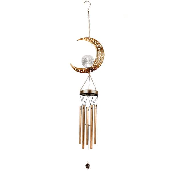 ITOPFOX 42 in. Solar Wind Chimes Outdoor Clearance with Glowing Crackle Glass LED Unique Wind Bells for Outside Waterproof