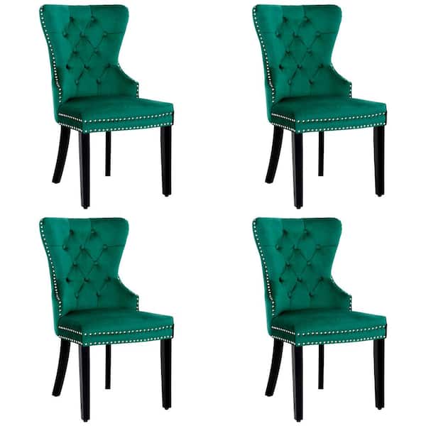 WESTINFURNITURE Brooklyn Dark Green Tufted Velvet Dining Side Chair (Set of 4)