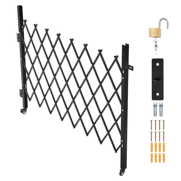 Single Folding Security Gate, Lockable Scissor Gate with 360° Swivel Casters, Retractable, 66.93 x 51.57 in. (W x H)