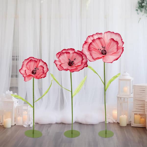 55 in. H, 47 in. H, 39 in. H Red Wedding Birthday Party Banquet Background Artificial Flower Arrangements