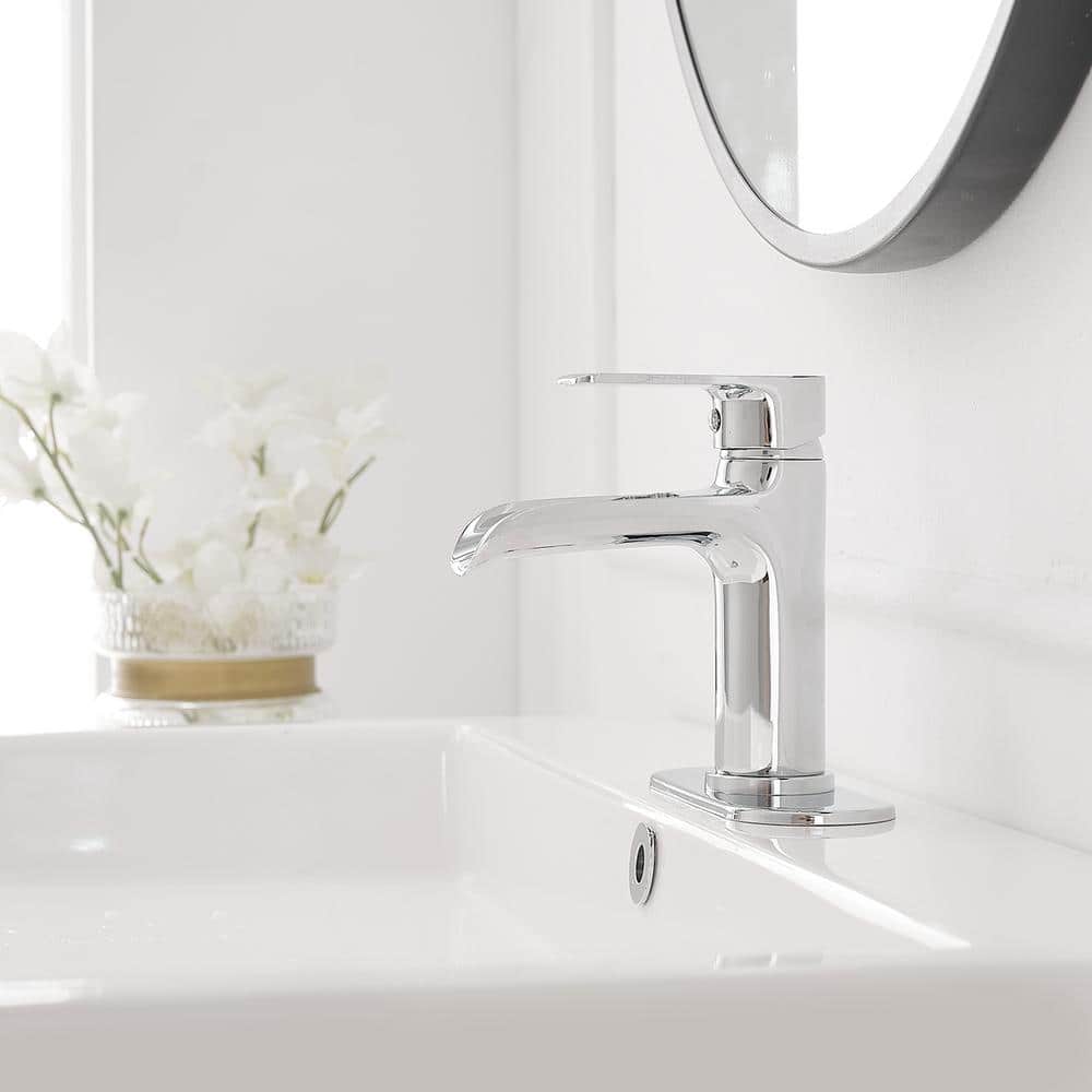 Polished Chrome Single Handle Waterfall Bathroom Faucet
