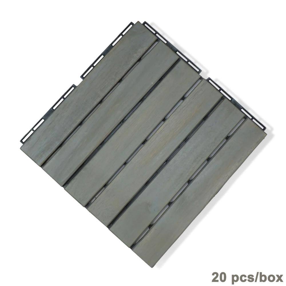 1 ft. x 1 ft. Square Interlocking Acacia Wood Patio Deck Tiles Outdoor Stri