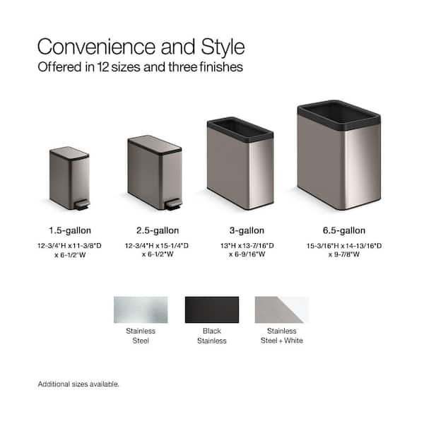 KOHLER 12-Liter Open-Top Trash Can in Black Stainless 31313-BST