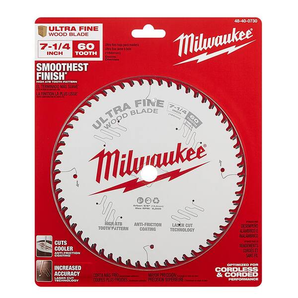 Milwaukee 7-1/4 in. x 60-Tooth Ultra Fine Finish Circular Saw Blade with 7-1/4 in. x 24-Tooth Framing Circular Saw Blade (2-Piece)
