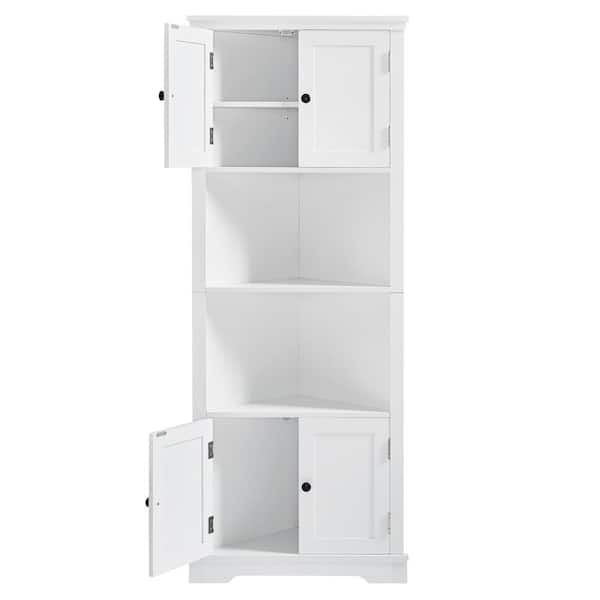 Xzkai 26 in. W x 14 in. D x 67 in. H White Linen Cabinet