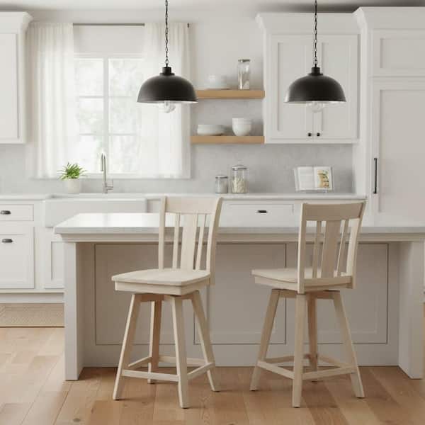 International Concepts San Remo 24 in. Unfinished Wood Swivel Bar Stool