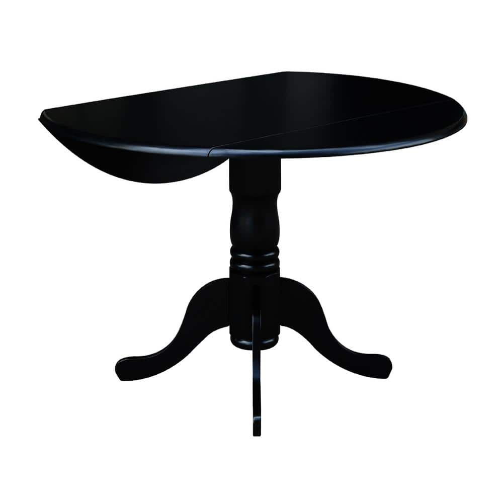 Casual Contemporary 42" Black Round Wood Extendable Dining Table