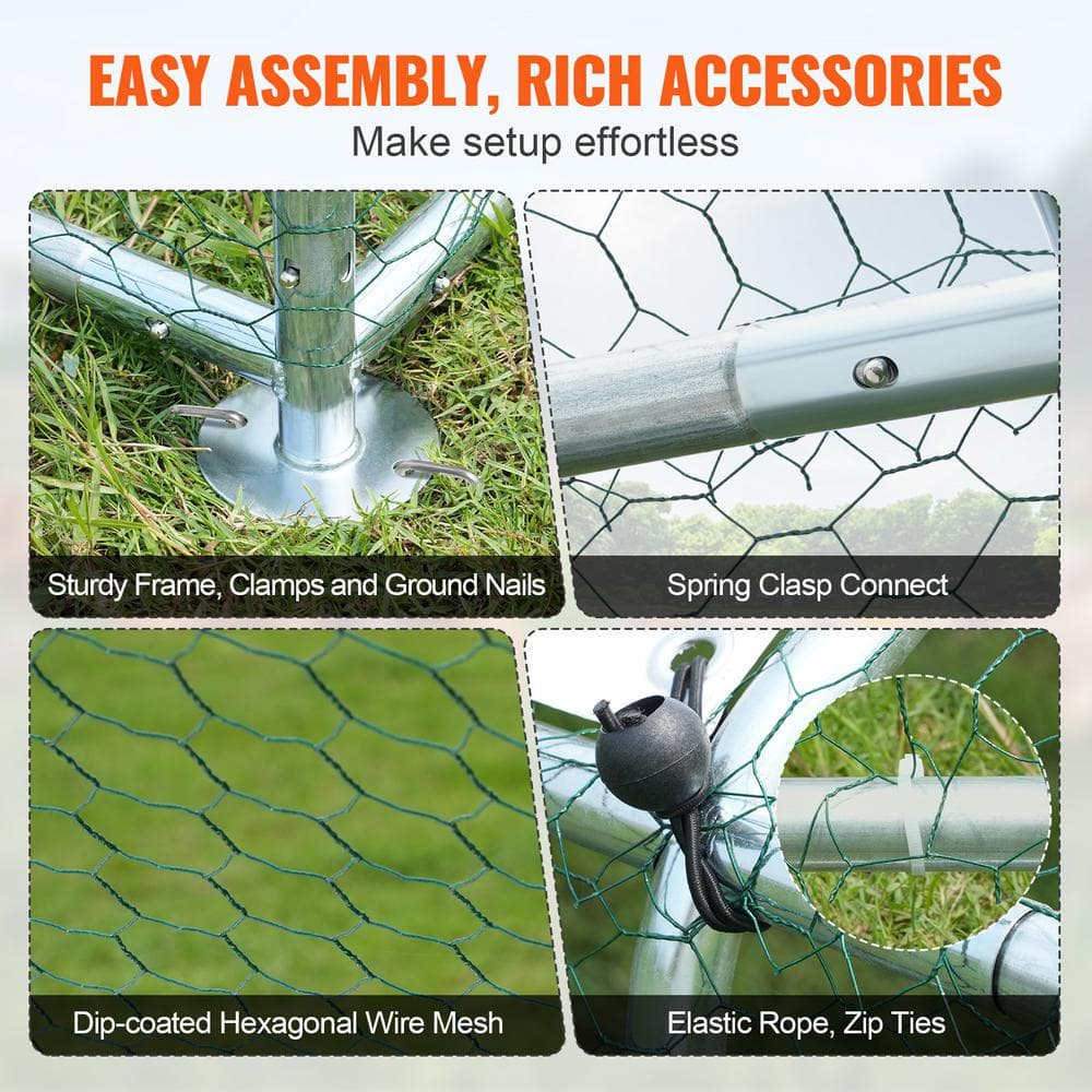 Large Silver Metal Chicken Coop with Waterproof Cover