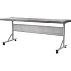NPS 24 in. x 72 in. Charcoal Plastic Slate HDPE Blow Molded Flip-N-Store Training Folding Table