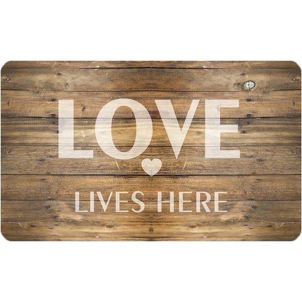 J&V TEXTILES 18 in. x 30 in. Love Lives Here Kitchen Cushion Floor Mat