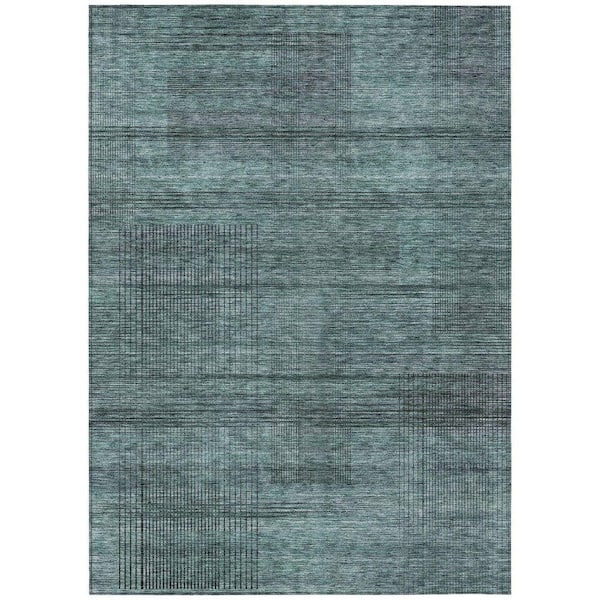Chantille Machine Washable Indoor/Outdoor Abstract ACN820 Teal 5 ft. x 7 ft. 6 in. Area Rug