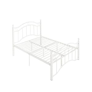 White Metal Frame King Size Platform Bed with Headboard and Footboard Bronze