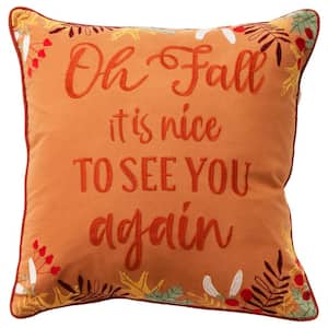 Harvest Rust/Orange Sentiment Cotton 20 in. x 20 in. Poly Filled Decorative Throw Pillow