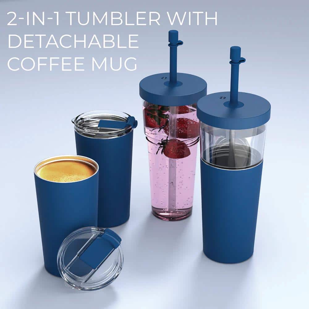 Blue Stainless Steel 28oz Travel Tumbler with Silicone Base