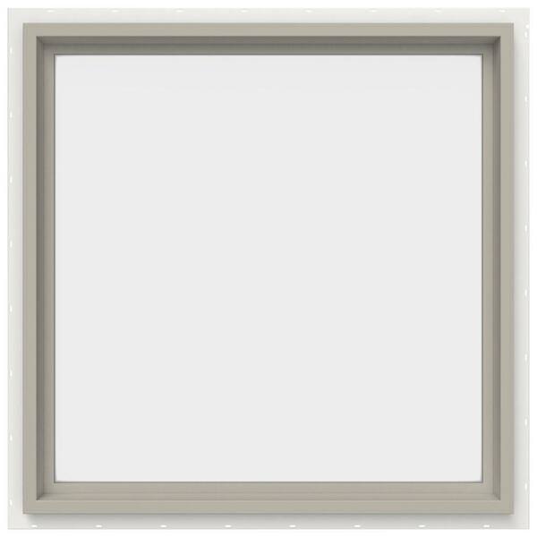 JELD-WEN 29.5 in. x 29.5 in. V-4500 Series Desert Sand Painted Vinyl Picture Window w/ Low-E 366 Glass