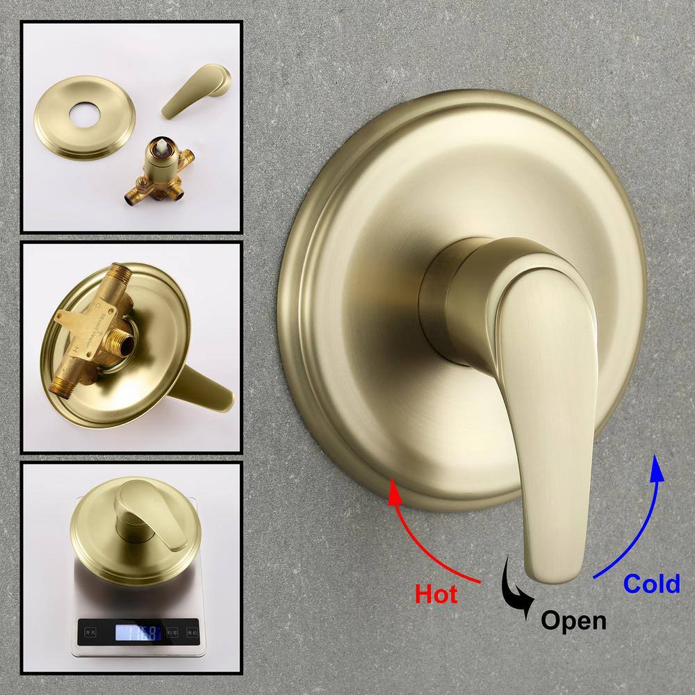 Brushed Gold Wall Mounted Rain Shower Faucet Set