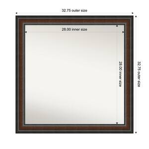 Cyprus Walnut 32.75 in. x 32.75 in. Custom Non-Beveled Wood Framed Bathroom Vantiy Wall Mirror