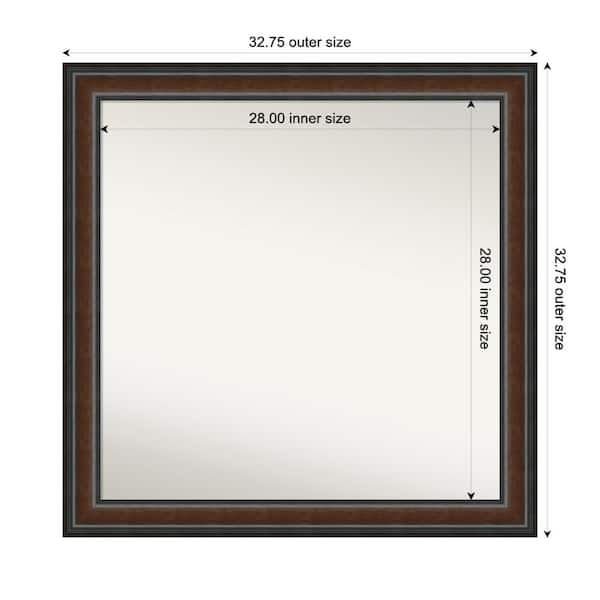 Amanti Art Cyprus Walnut 32.75 in. x 32.75 in. Custom Non-Beveled Wood Framed Bathroom Vantiy Wall Mirror