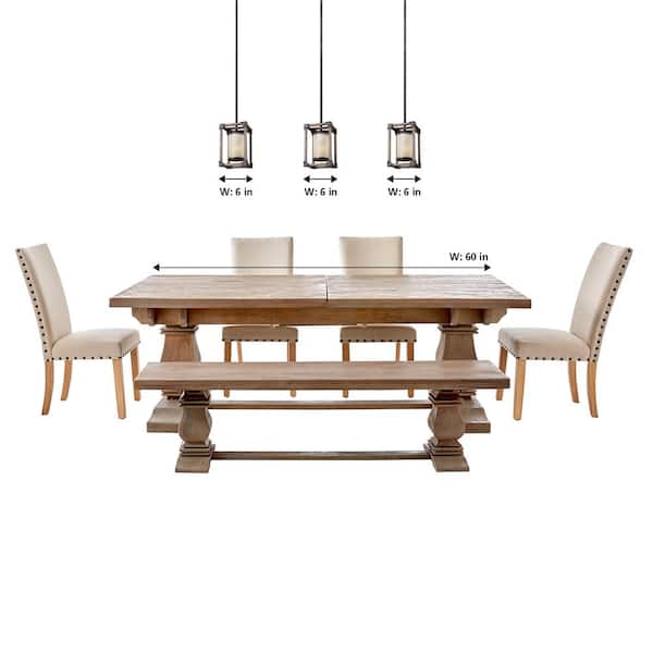 Dunning 6 in. W. 1-Light Weathered Gray and Distressed Oak Hanging Mini Pendant