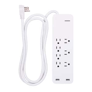 7-Outlet 2-USB 1080-Jouels Port Surge Protector with 6 ft. Cord, White