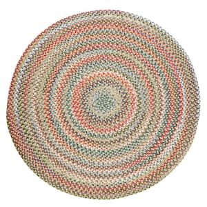 Bouquet Champagne 8 ft. x 8 ft. Round Indoor/Outdoor Braided Area Rug