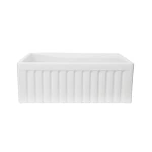 Carthage Farmhouse Apron Front Fireclay 30 in. Single Bowl Kitchen Sink in White