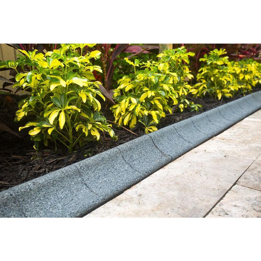 EcoBorder Grey Recycled Rubber 4ft Landscape Edging (4-Pack)