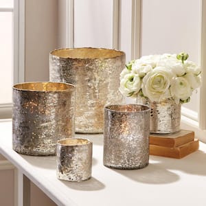 Argent Silver Glass Candleholders/Vases (Set of 5)