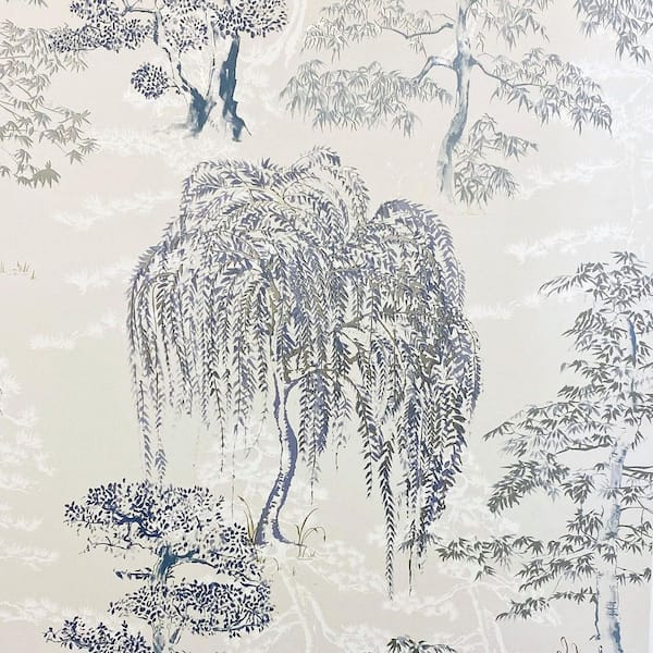 Midori Blue Trees Wallpaper Sample
