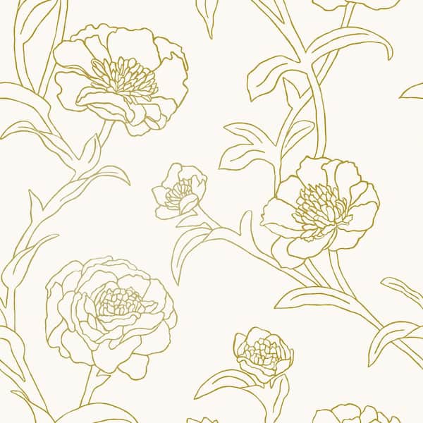 Tempaper Peonies Gold Peel and Stick Wallpaper (Covers 56 Sq. Ft.)