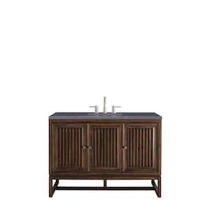 Athens 48 in. W x 23.5 in. D x 34.5 in. H Bathroom Vanity in Mid Century Acacia with Charcoal Soapstone Quartz Top