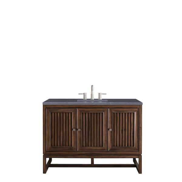 James Martin Vanities Athens 48 in. W x 23.5 in. D x 34.5 in. H Bathroom Vanity in Mid Century Acacia with Charcoal Soapstone Quartz Top