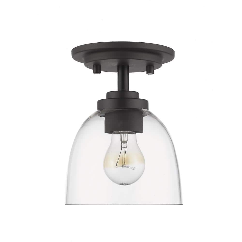 Bronze and Clear Glass 6" Indoor/Outdoor Flush Mount Light