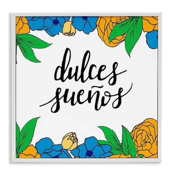 Stupell Industries Sweet Dreams Flowers by SD Graphics Studio White Framed Typography Giclee Art Print 12 in. x 12 in.