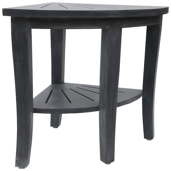 17.75 in. x 22.25 in. x 15.75 in. Weathered Gray Genuine Teak Corner Shower Bench